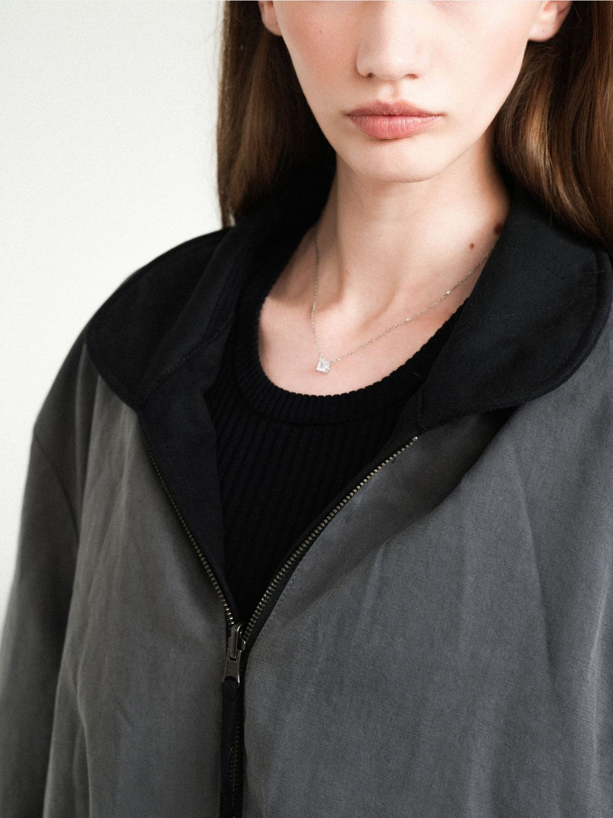 Retro 21 Reversible Tencel Cotton MA 1 Jacket in Black - On Female Model