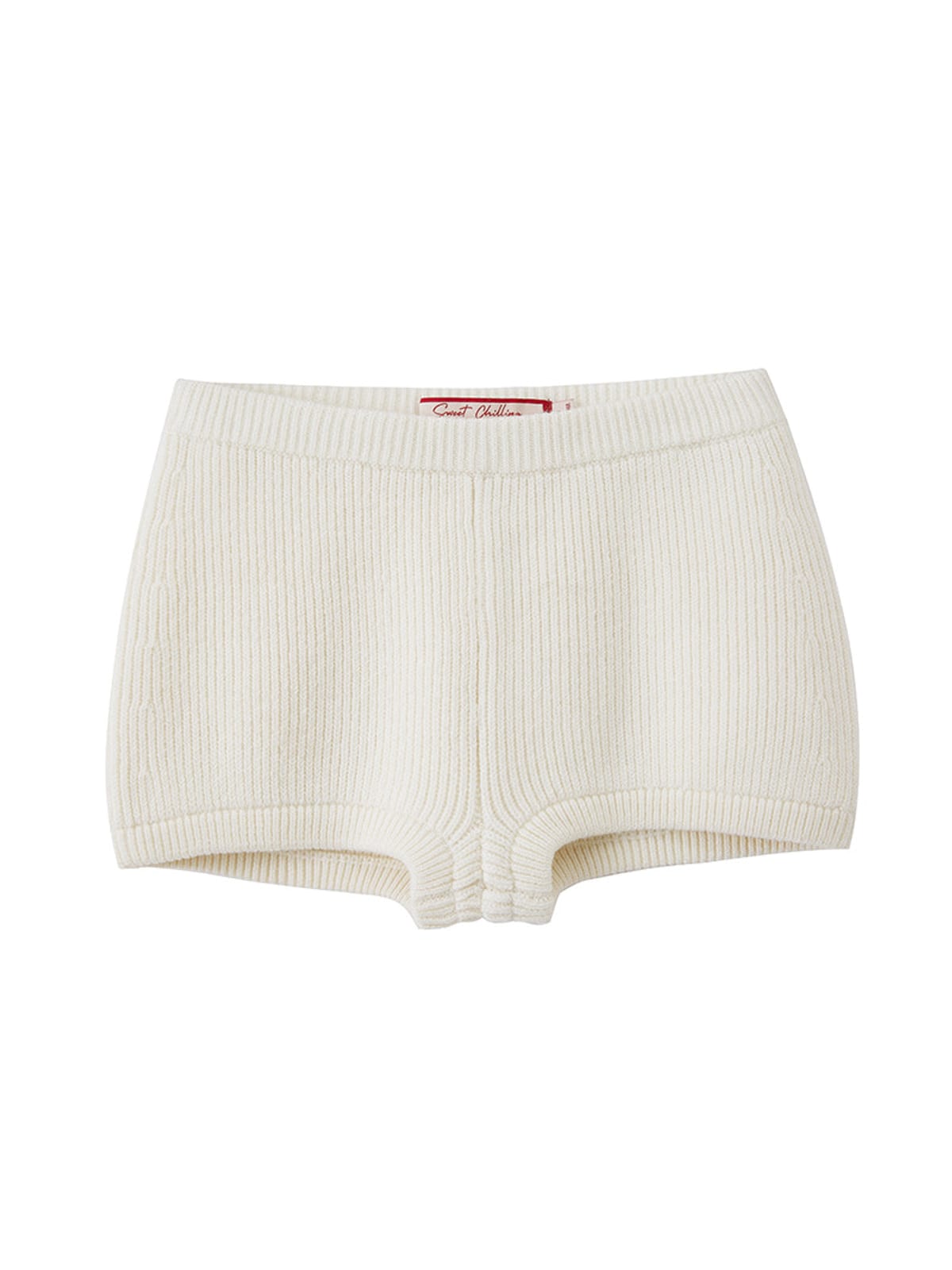 SweetChilling Ribbed Wool Blend Shorts in White