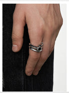 BLACKHEAD Spiked Heart Steel Ring in Gray - On Model