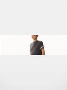 BLINDNOPLAN Embroidered Mock Two Piece T Shirt in Gray - On Female Model