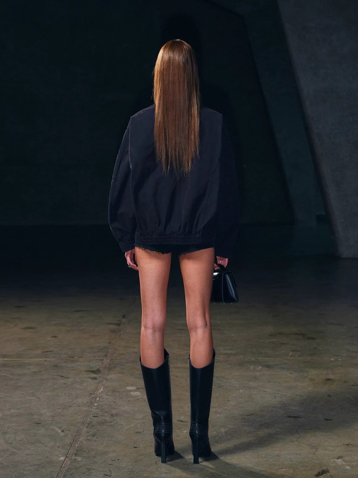 SMFK Garment Dyed Cotton Training Jacket in Black - On Female Model