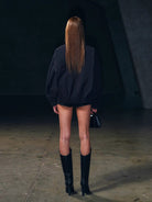 SMFK Garment Dyed Cotton Training Jacket in Black - On Female Model