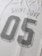 D5ove Vintage Print Cotton Linen T Shirt in White - Detail