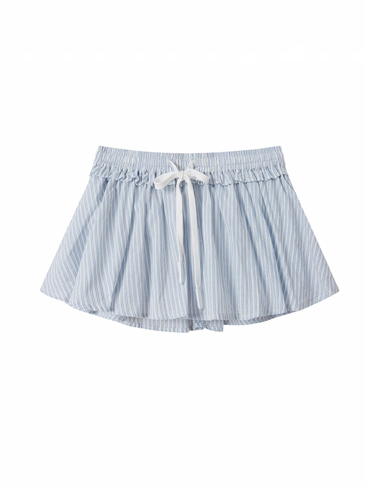 SweetChilling Ruffled Drawstring Mini Skirt in Blue