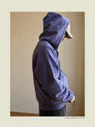 USAGE Vintage Washed Double Layer Zip Hoodie in Purple - On Male Model