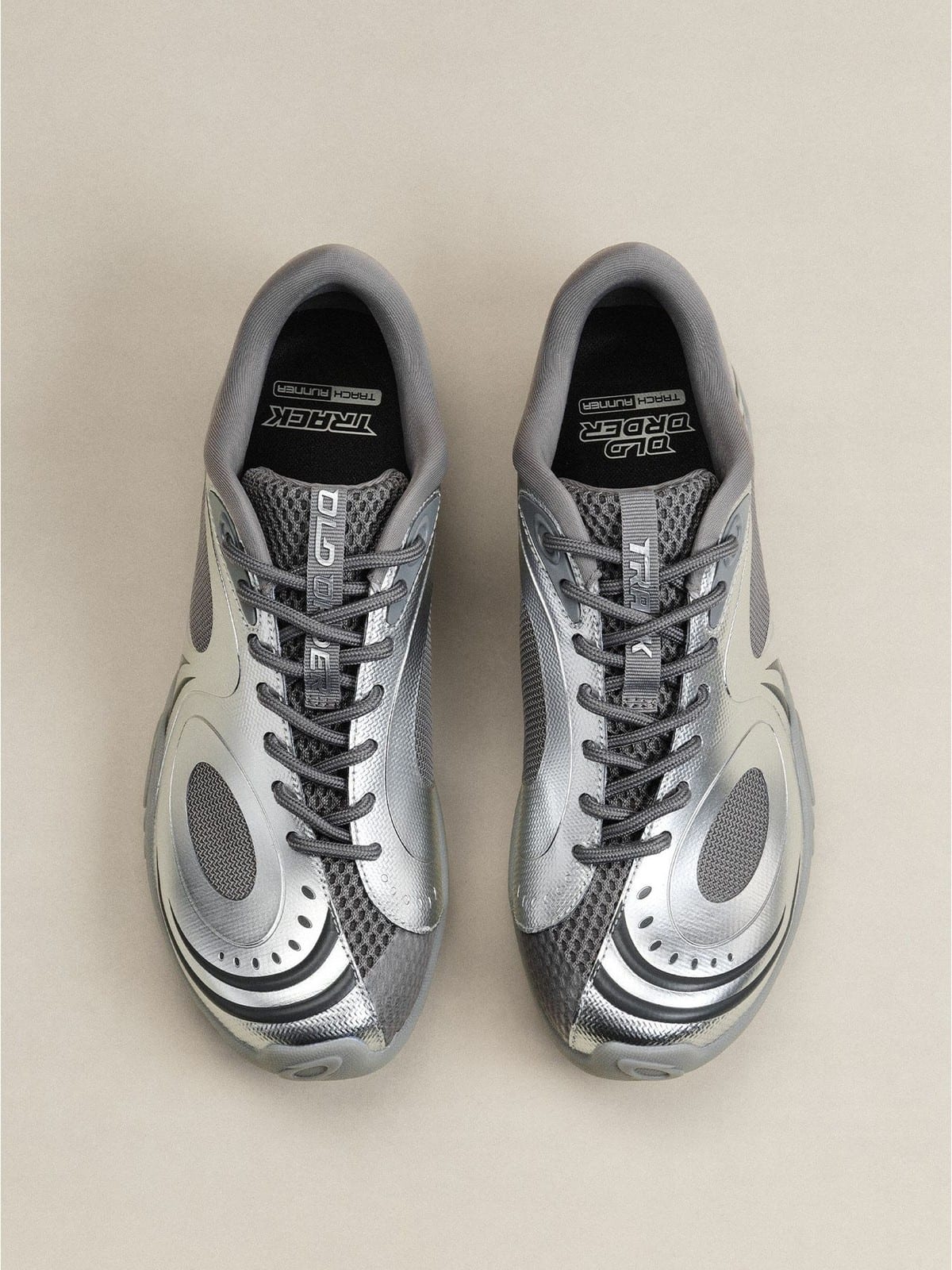 OLDORDER Metallic Chunky Track Sneakers in Silver