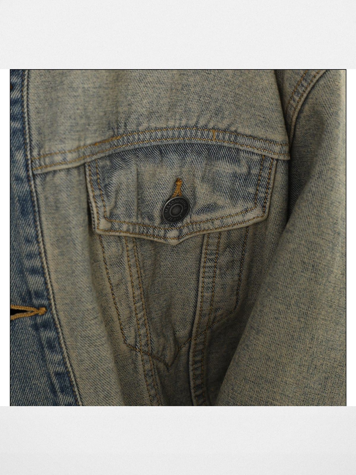 MASONPRINCE Reverse Detail Washed Denim Jacket in Denim - Detail