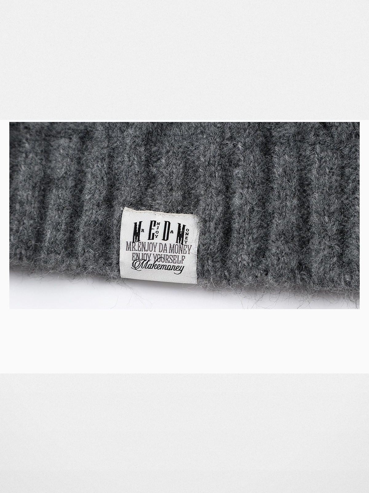 MEDM Cable Knit Quarter Zip Sweater in Gray - Detail