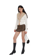 SweetChilling Leather Heart Buckle Chain Bag in Black - On Female Model