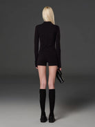 SMFK Zip Up Long Sleeve Active Jacket in Black - On Model