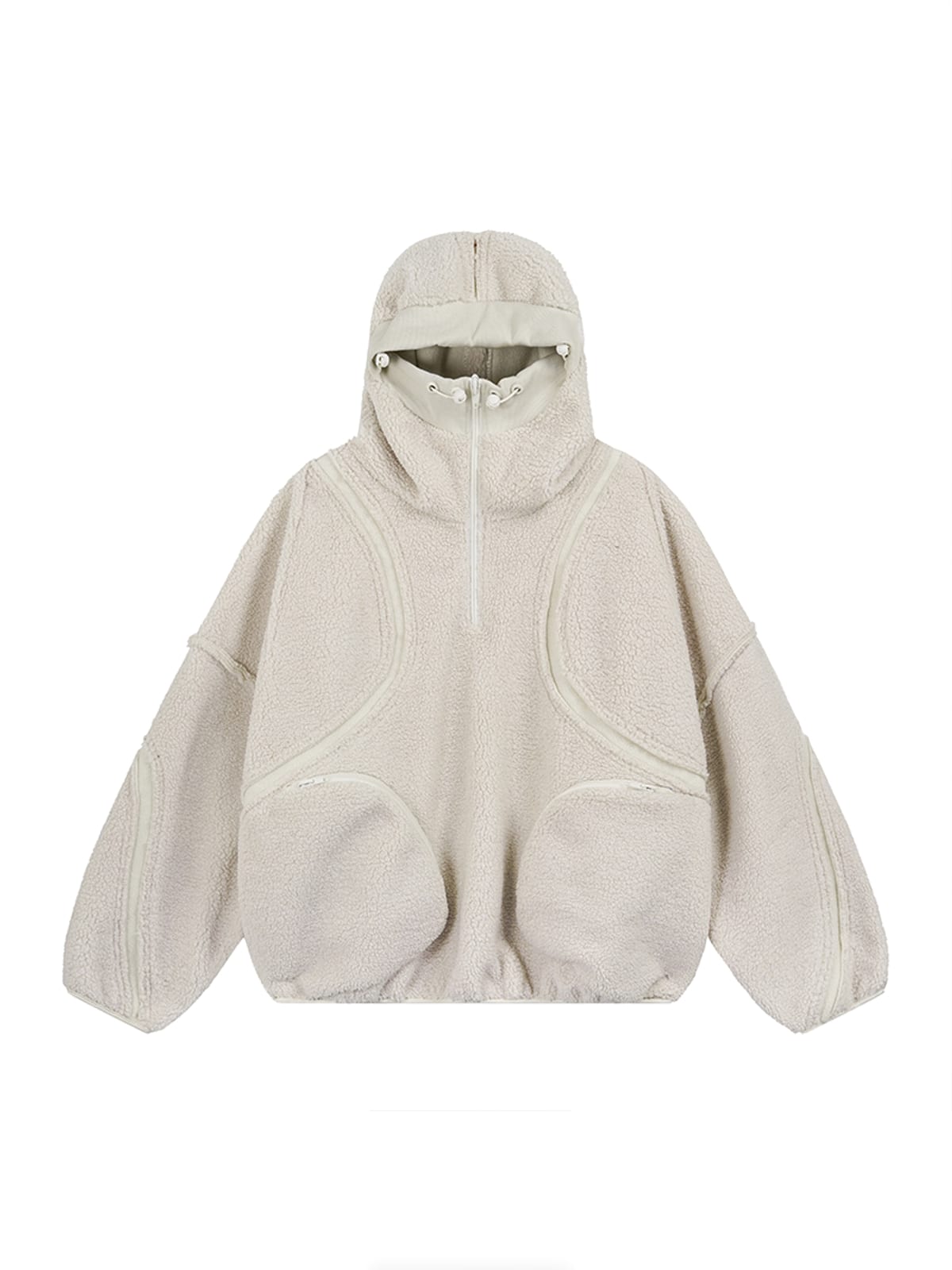 D5ove Sherpa Fleece Half Zip Sweatshirt in White