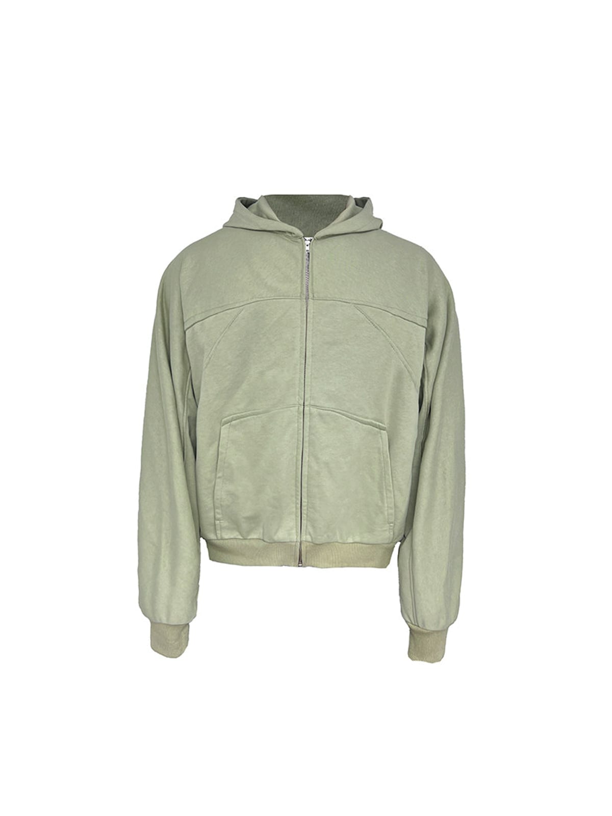JCAESAR STUDIO Deconstructed Cotton Terry Zip Up Hoodie in Mint