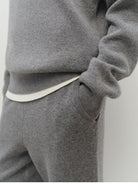 MSBEAST Pure Wool Waffle Knit Hoodie in Gray - On Model