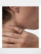 BLACKHEAD Two Tone Engraved Steel Ring in Yellow - On Male Model