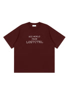 LOSTCTRL Cross Stitch Letter T Shirt in Burgundy