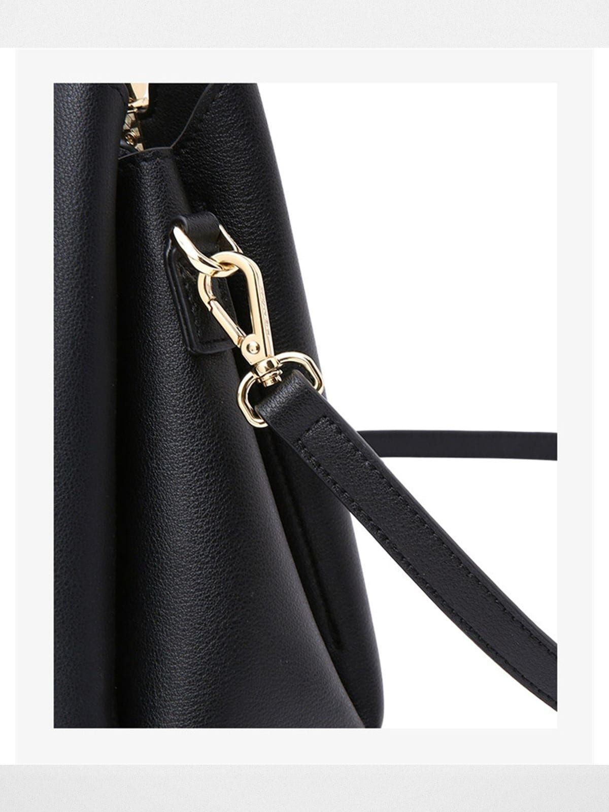 HONGU Split Cowhide Crossbody Handbag in Black - Detail