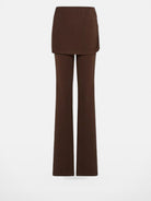 MADEINAM Fold Over Waist Flared Stretch Pants in Brown