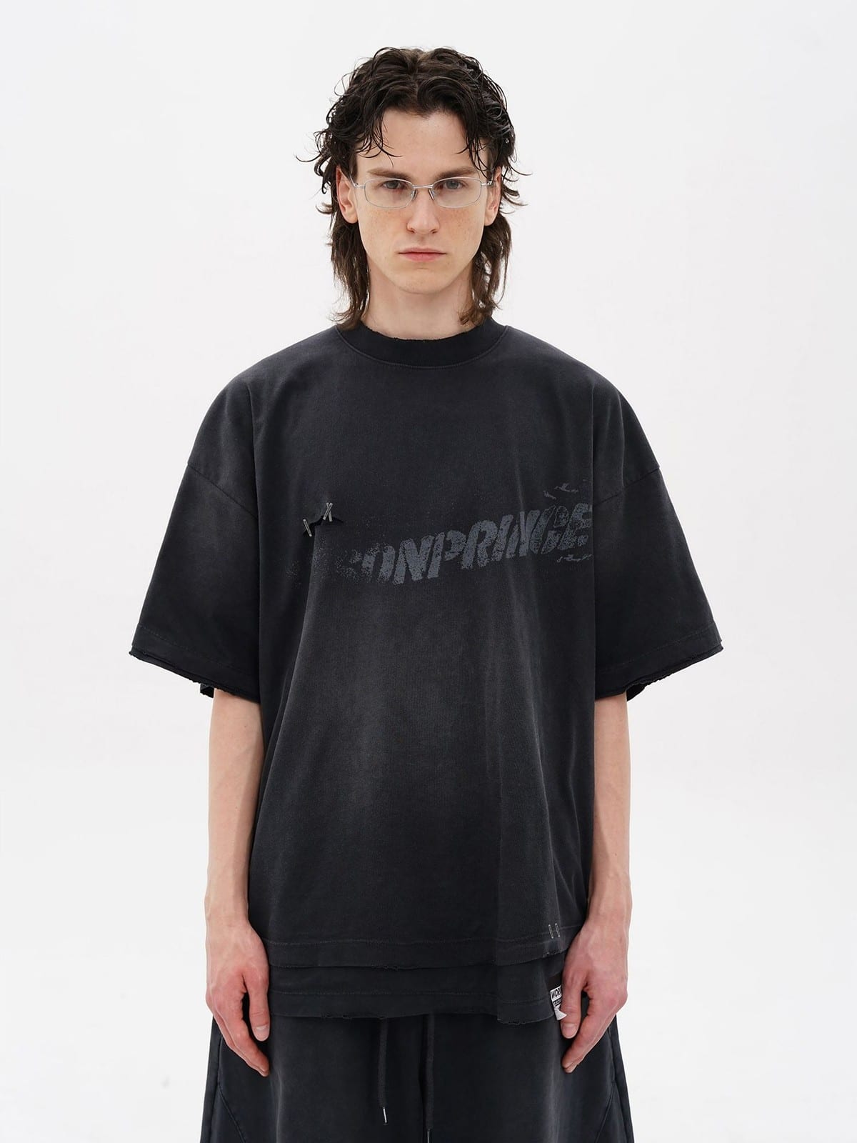 MASONPRINCE Double Layered Cotton Joggers in Black - On Male Model