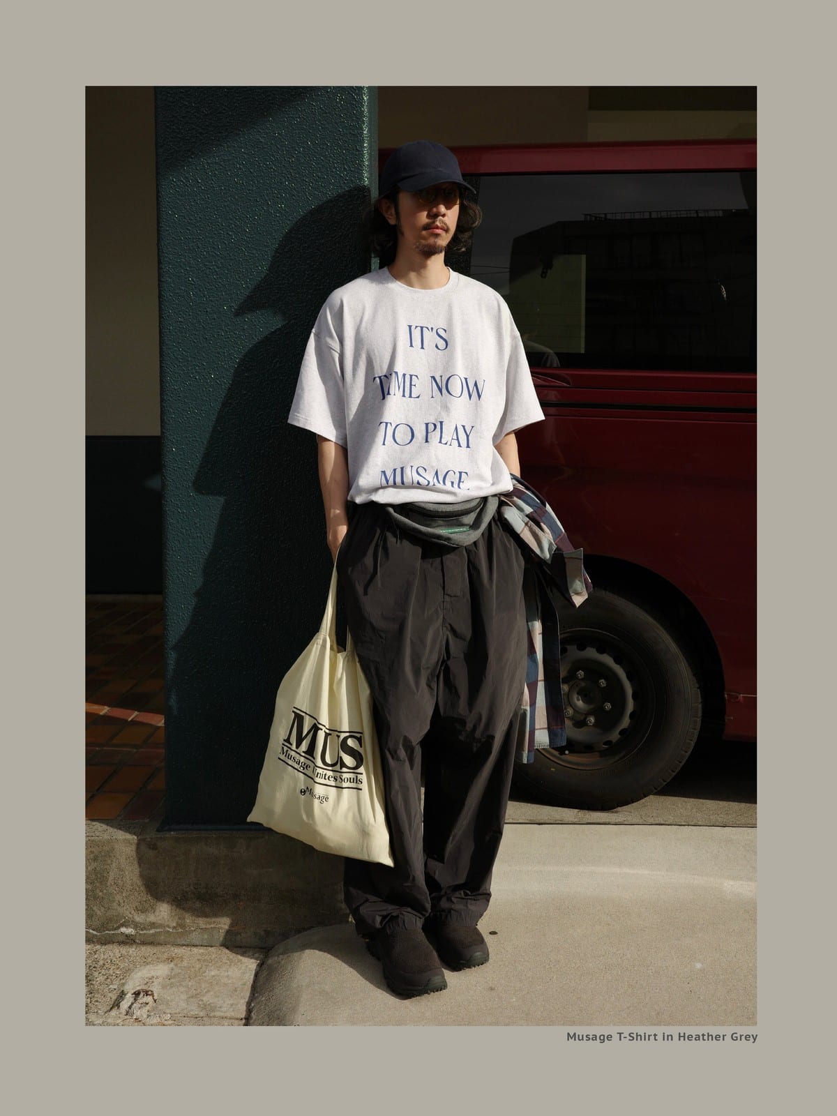 USAGE Heavyweight Graphic Cotton T Shirt in Heather Gray - On Male Model