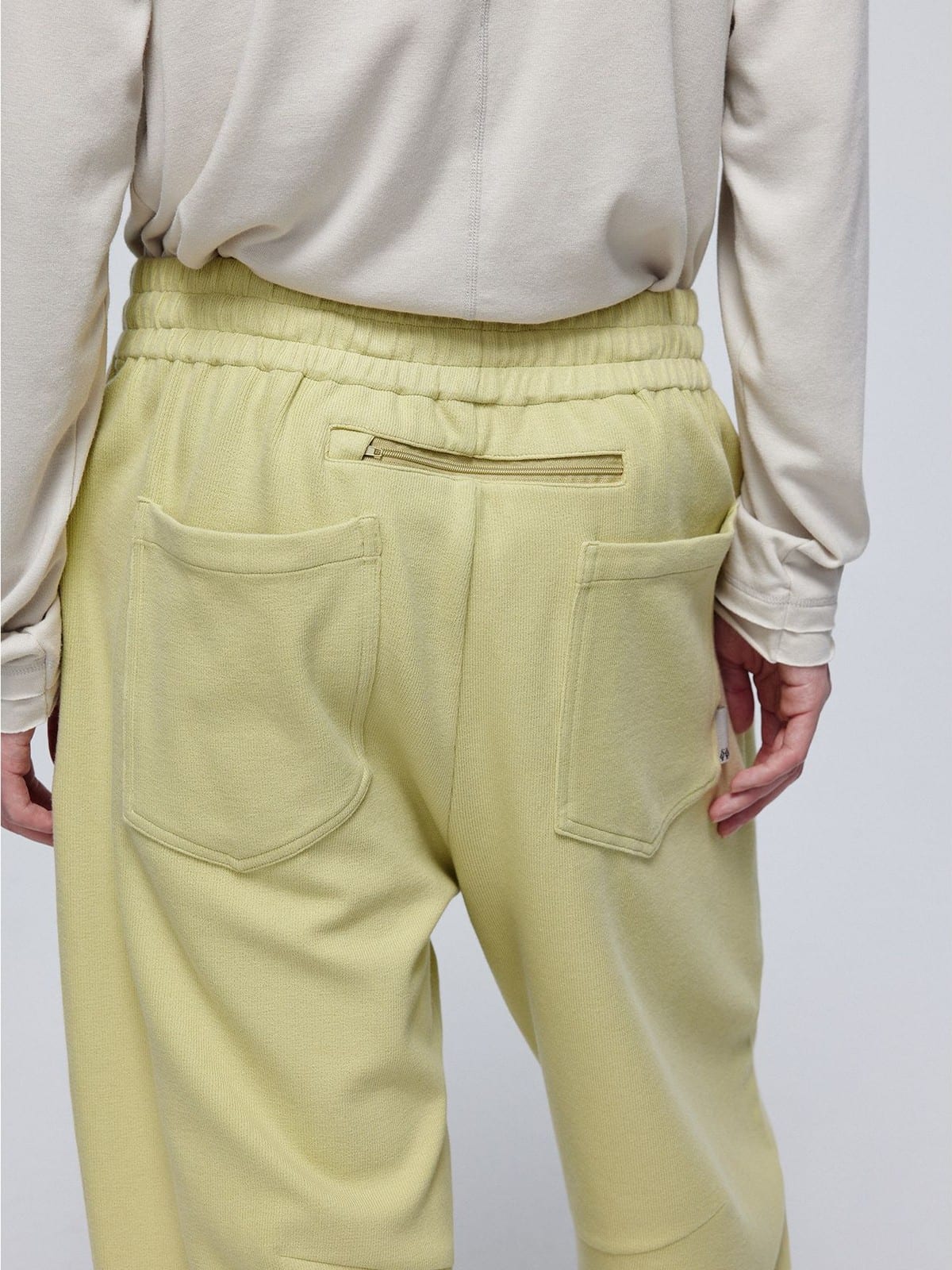 SIMPLE PROJECT Wooden Bead Drawstring Sweatpants in Mint - On Model