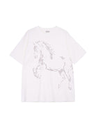 SIMPLE PROJECT Letter Horse Silhouette T Shirt in White