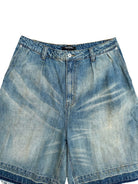 UNKNOWNWORLD Distressed Wash Baggy Shorts in Blue
