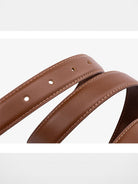 HONGU Slim Leather Pin Buckle Belt in Brown - Detail