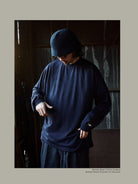 USAGE Merino Wool Blend T Shirt Set in Navy Blue - On Male Model