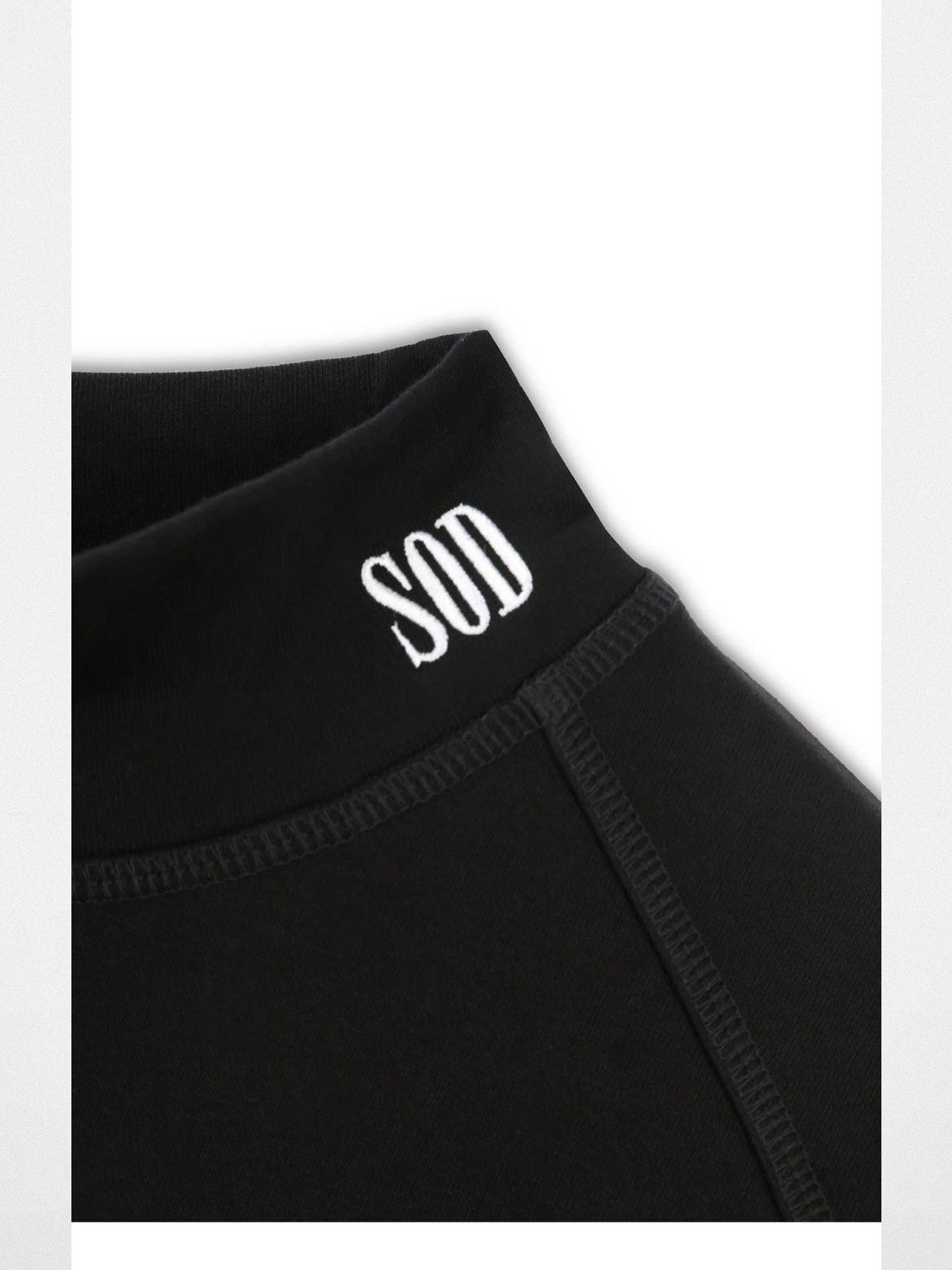 SOD Embroidered Mock Neck Top in Black - Detail
