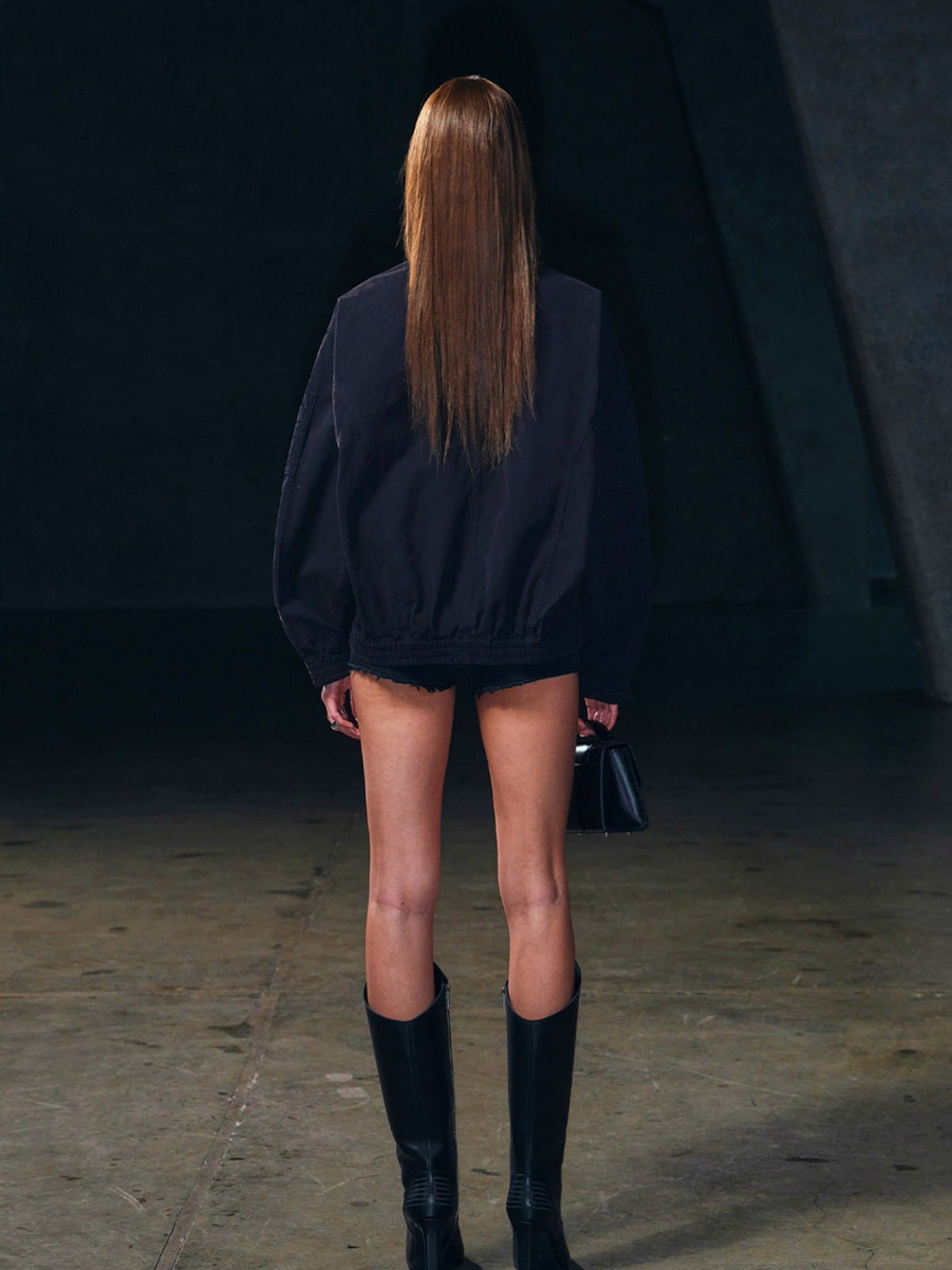 SMFK Vintage Wash Cotton Track Jacket in Black - On Model