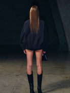 SMFK Vintage Wash Cotton Track Jacket in Black - On Model