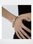 BLACKHEAD Call Me Steel Cuban Chain Bracelet in Silver - On Female Model