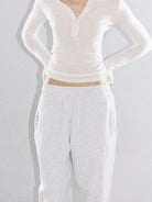 SweetChilling Wool Waist Cinching Sweater in White - On Female Model