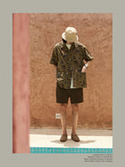 USAGE Cowboy Print Cotton Hawaiian Shirt in Beige - On Male Model