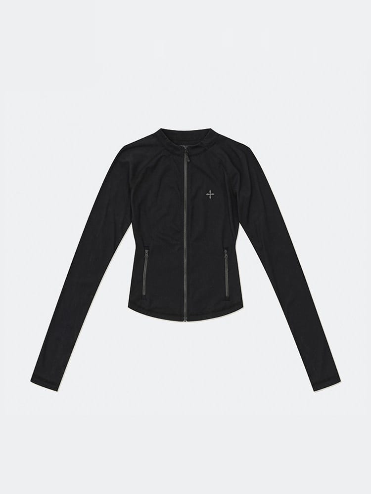 SMFK Cropped Zip Front Sports Jacket in Black