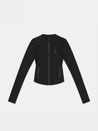 SMFK Cropped Zip Front Sports Jacket in Black