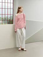 TEASEL Cotton Blend Drawstring Cropped Pants in White - On Female Model