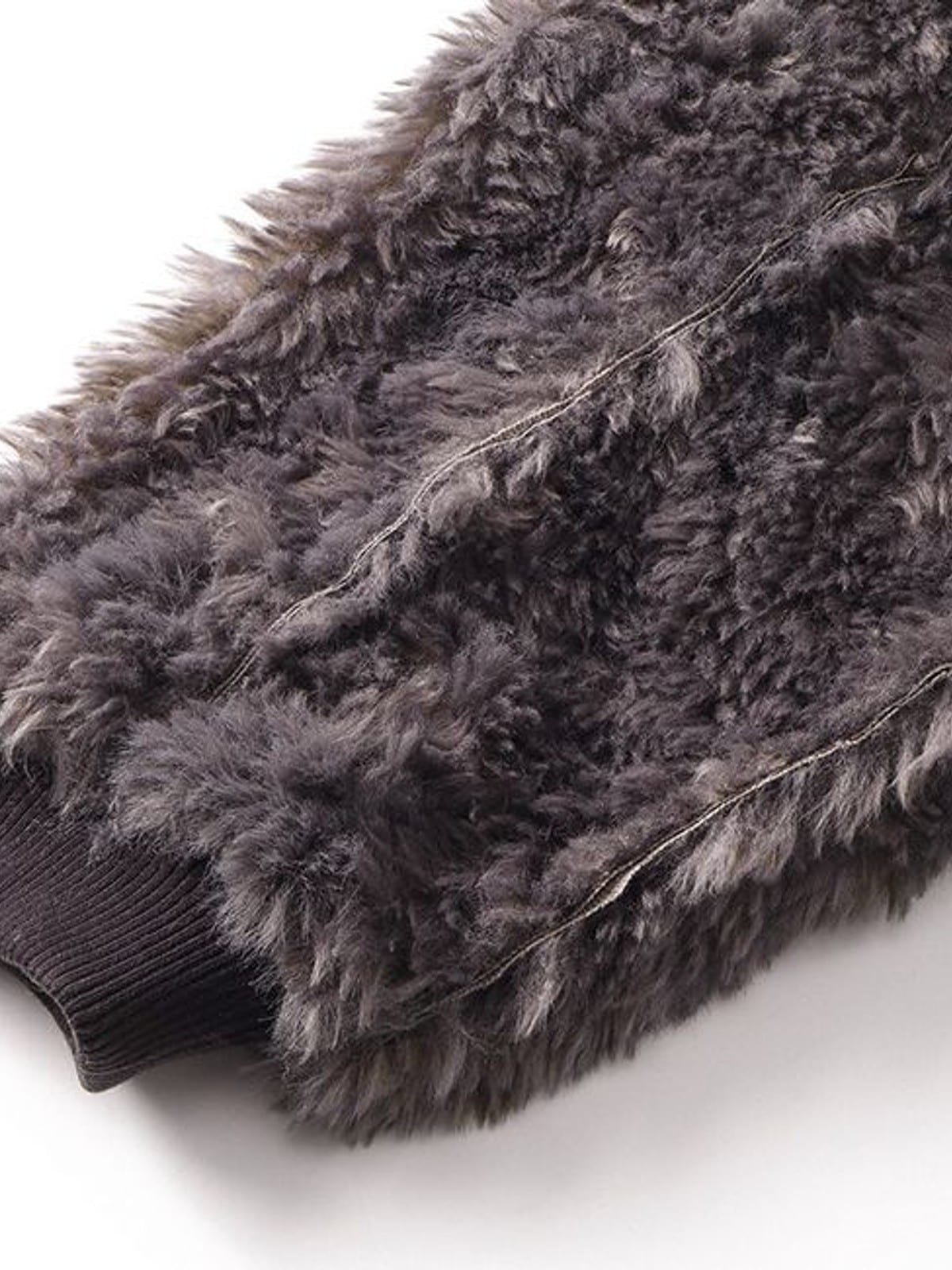 D5ove Faux Fur Zip Up Hoodie in Gray - Detail