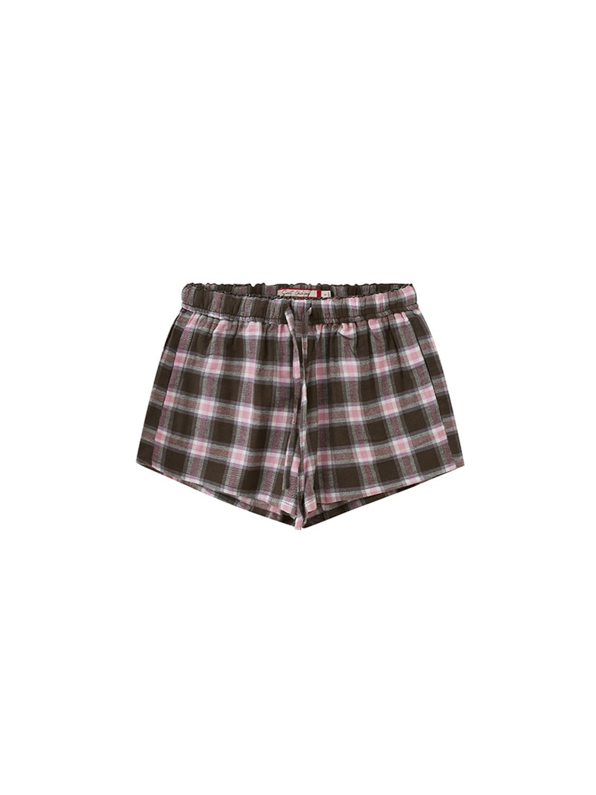 SweetChilling Cotton Plaid Drawstring Shorts in Pink