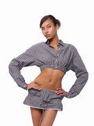SweetChilling Drawstring Ruffled Mini Skirt in Brown - On Female Model