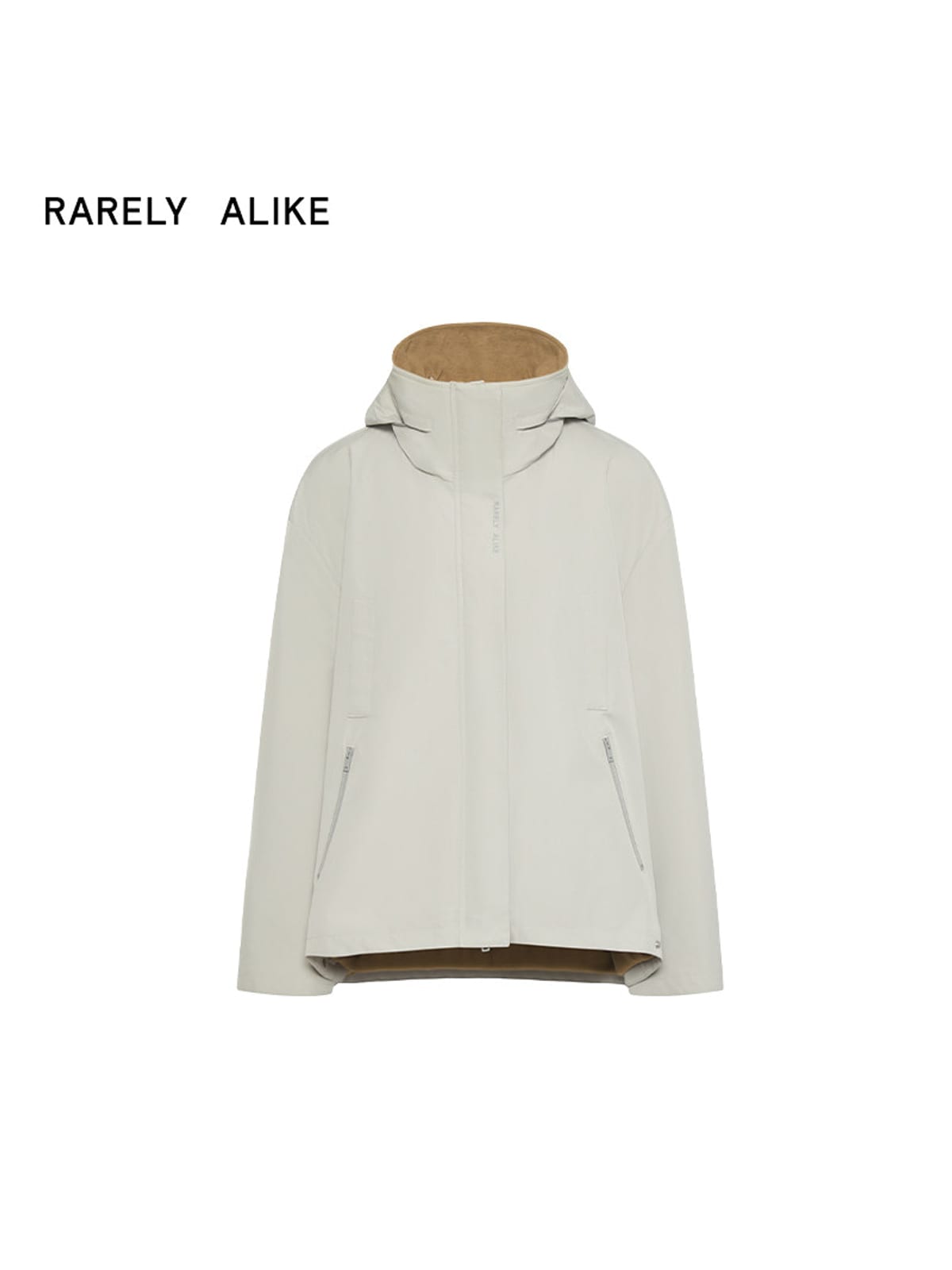RARELY ALIKE Fleece Lined Hooded Windbreaker in Gray