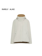 RARELY ALIKE Fleece Lined Hooded Windbreaker in Gray