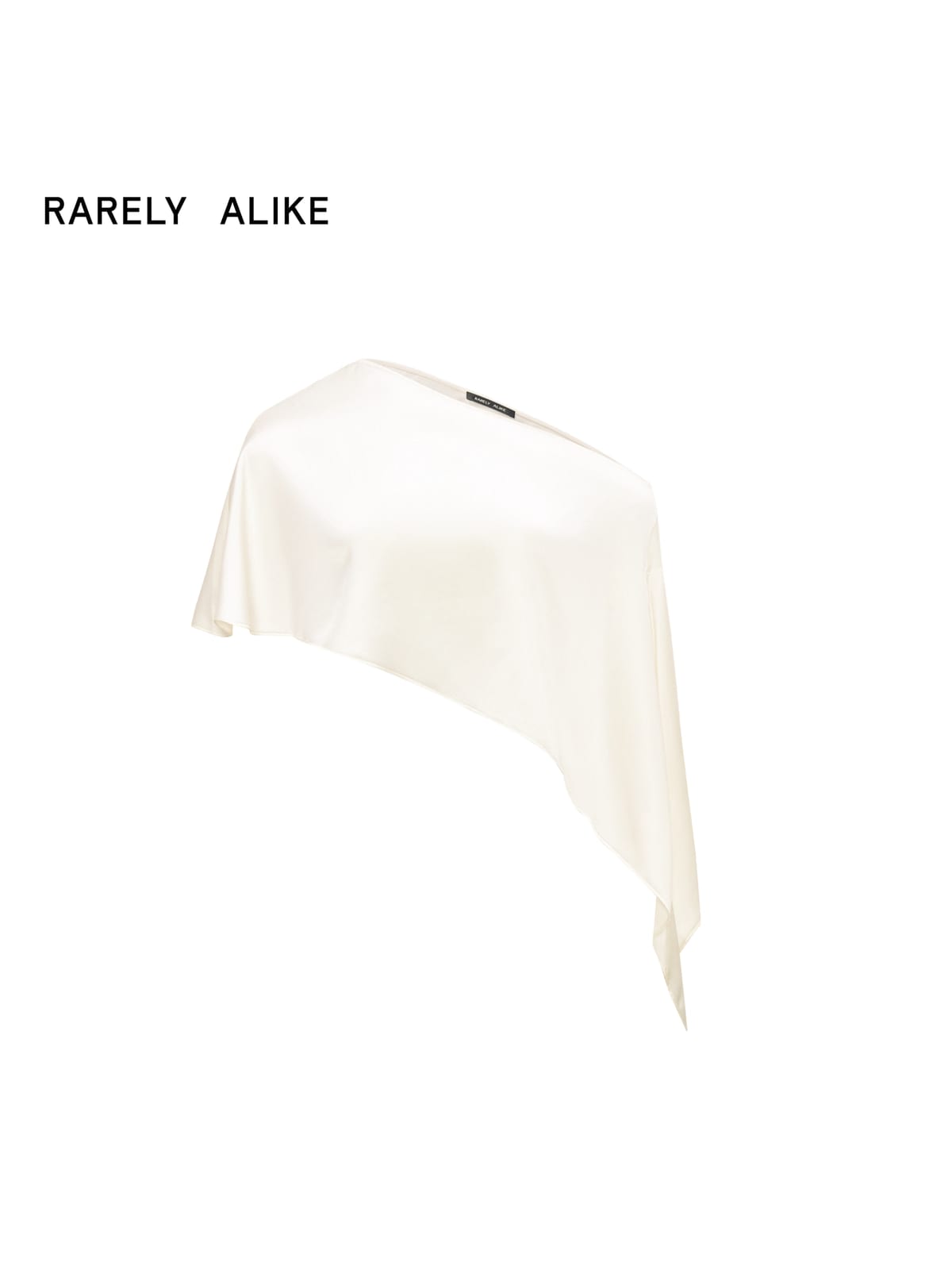 RARELY ALIKE Asymmetrical Satin One Shoulder Blouse in White