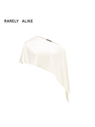 RARELY ALIKE Asymmetrical Satin One Shoulder Blouse in White