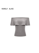 RARELY ALIKE Draped Off Shoulder Modal Top in Gray