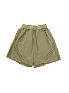 D5ove Raw Edge Structured Cotton Shorts in Olive