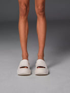 SMFK Molded Platform Slide Sandals in White - On Model