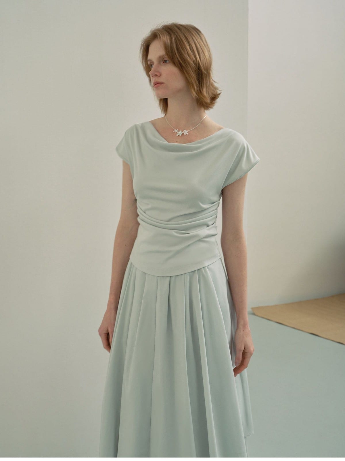 TEASEL Multi Wear Off Shoulder Top in Mint - On Female Model