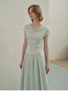 TEASEL Multi Wear Off Shoulder Top in Mint - On Female Model