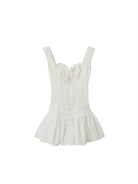 SweetChilling Eyelet Cotton Off Shoulder Mini Dress in White
